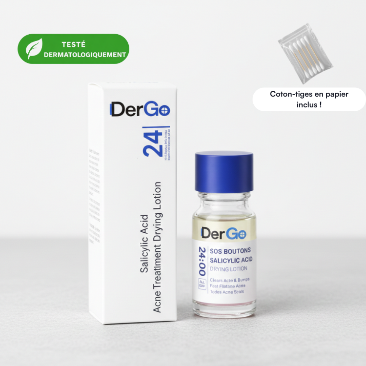 SOS Boutons DerGo - Soin anti-acné ciblé, tube sur fond épuré